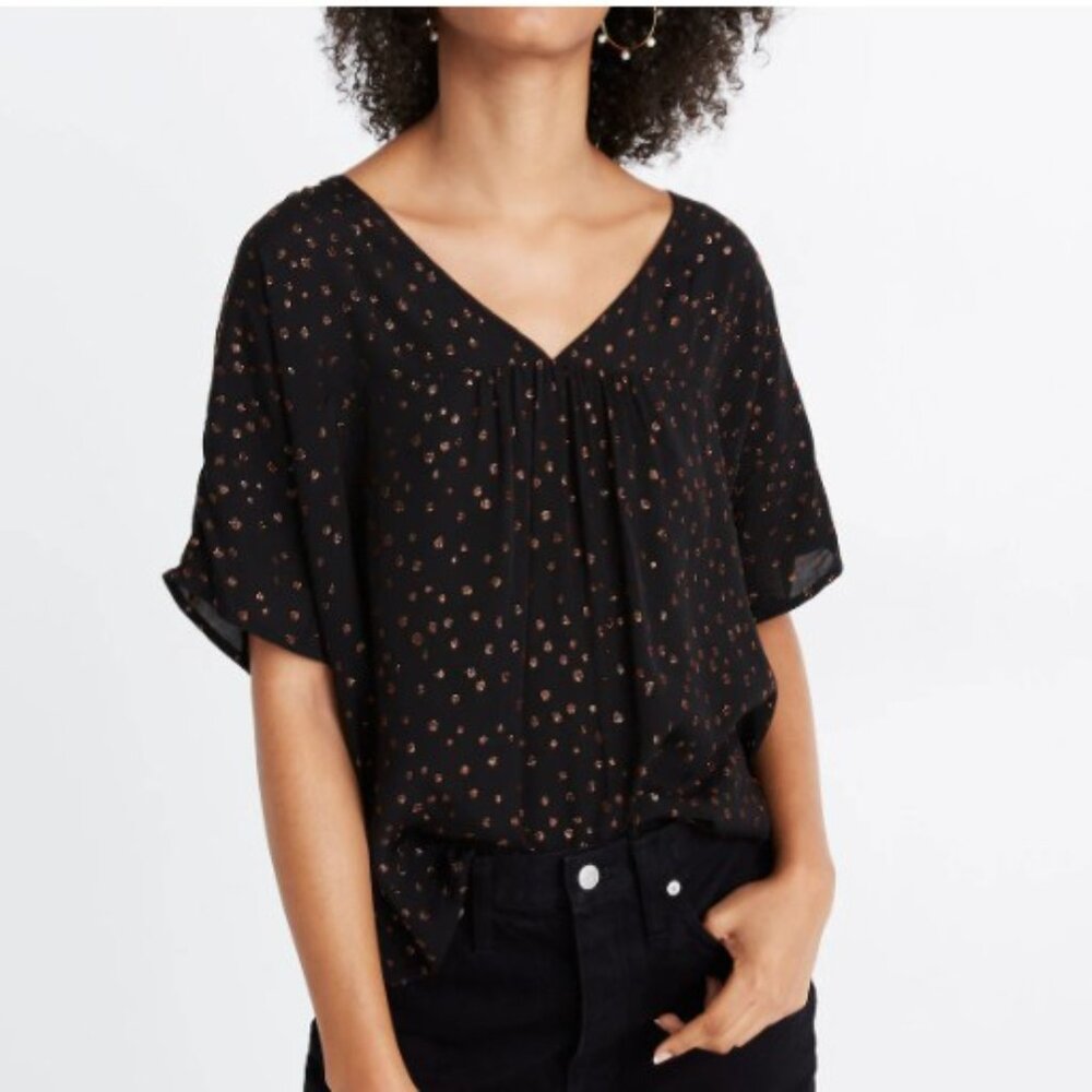 NWT Madewell Rhyme Top With Bronze Metallic Dots, size XXS